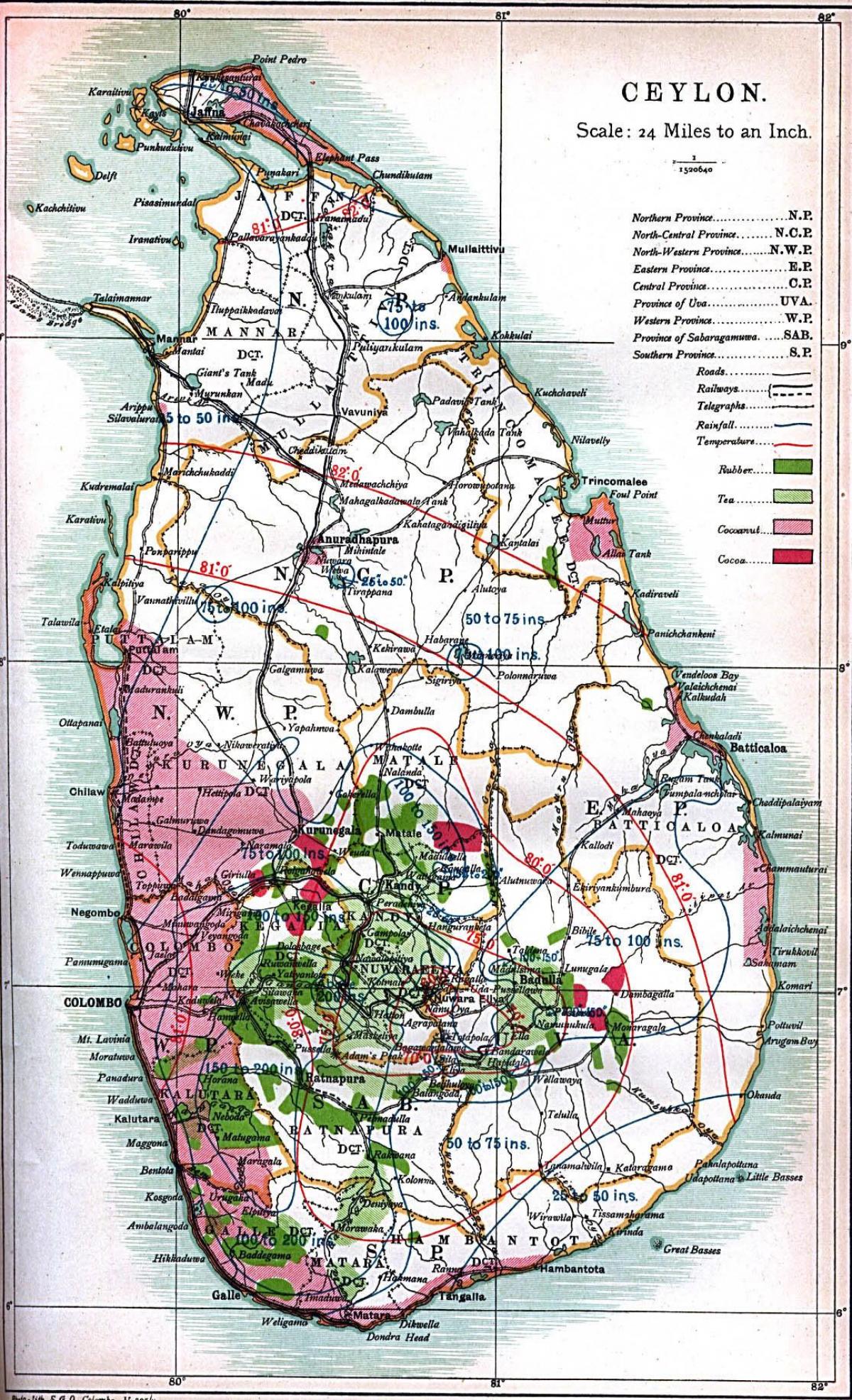 mapa de Ceilan Sri Lanka