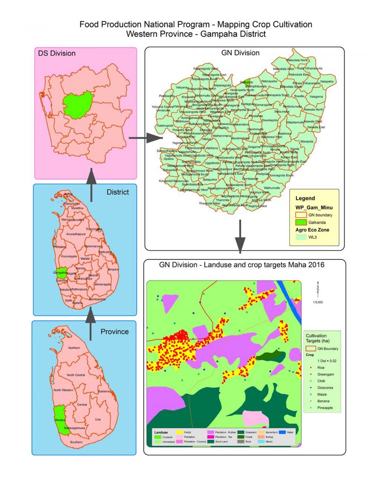 mapa de gn divisió mapa Sri Lanka