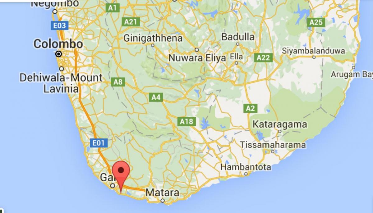  mapa de sud-oest de Sri Lanka