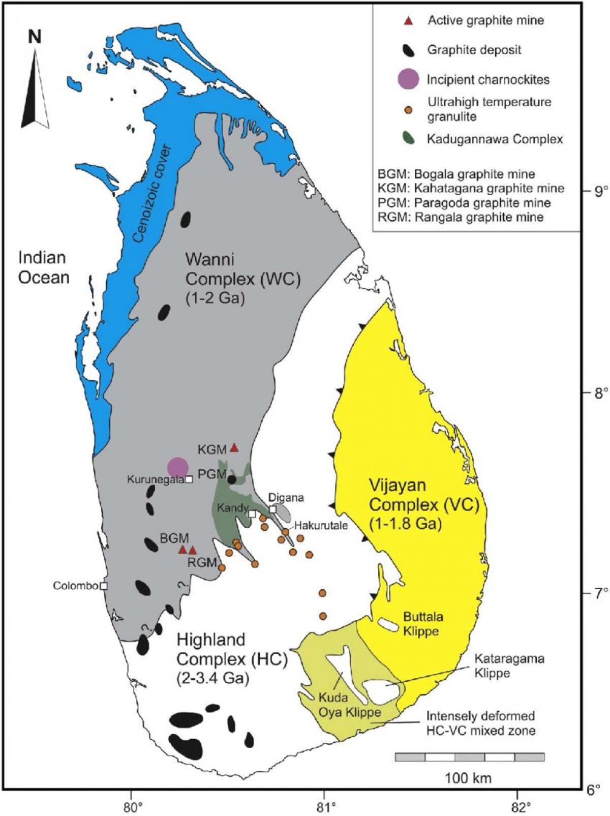 mapa de minerals a Sri Lanka