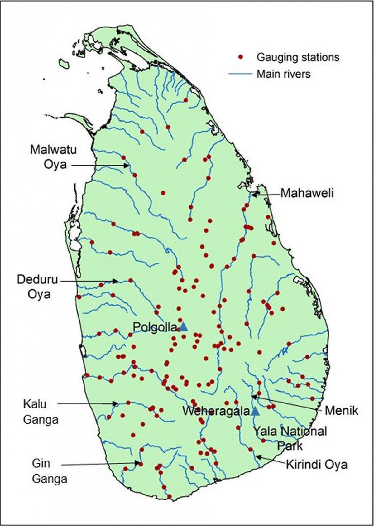 Sri Lanka rius principals mapa