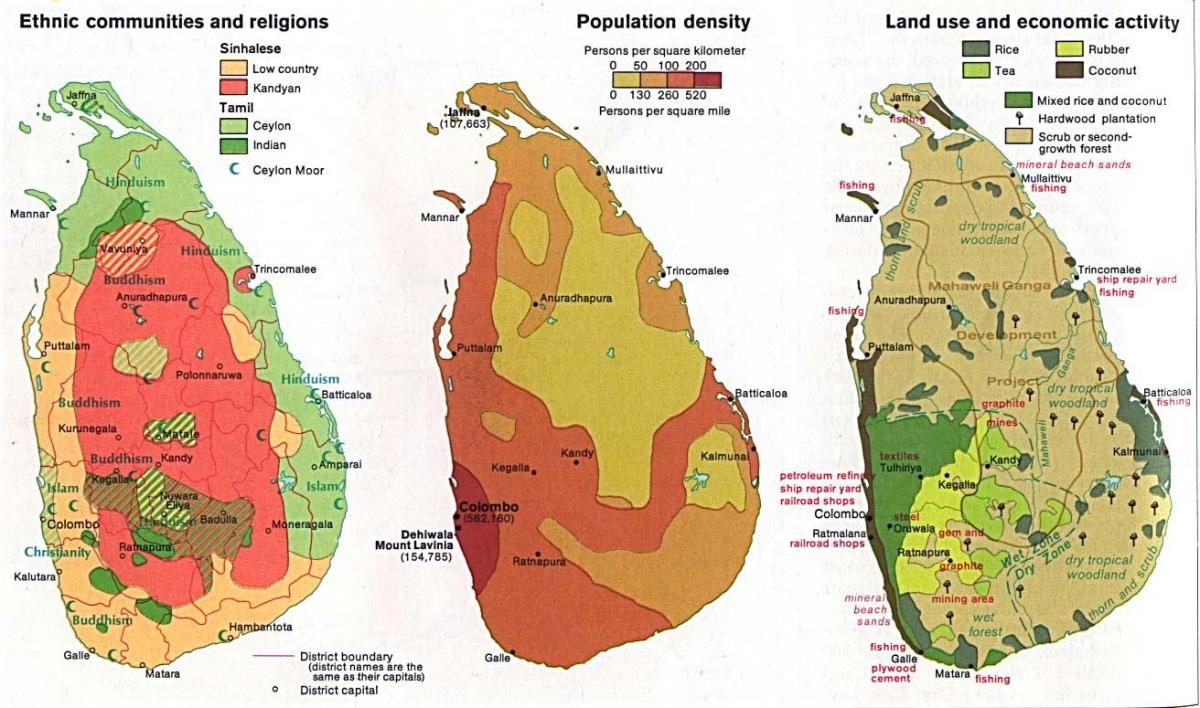 mapa de Sri Lanka l'agricultura