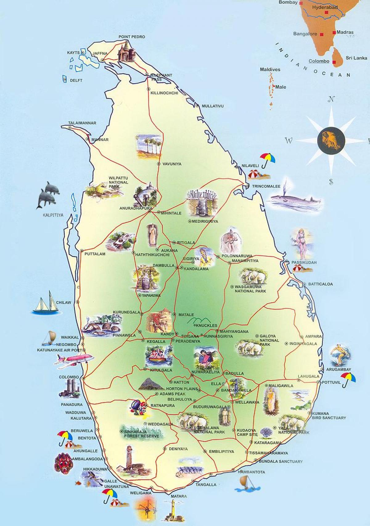 atractius turístics Sri Lanka mapa