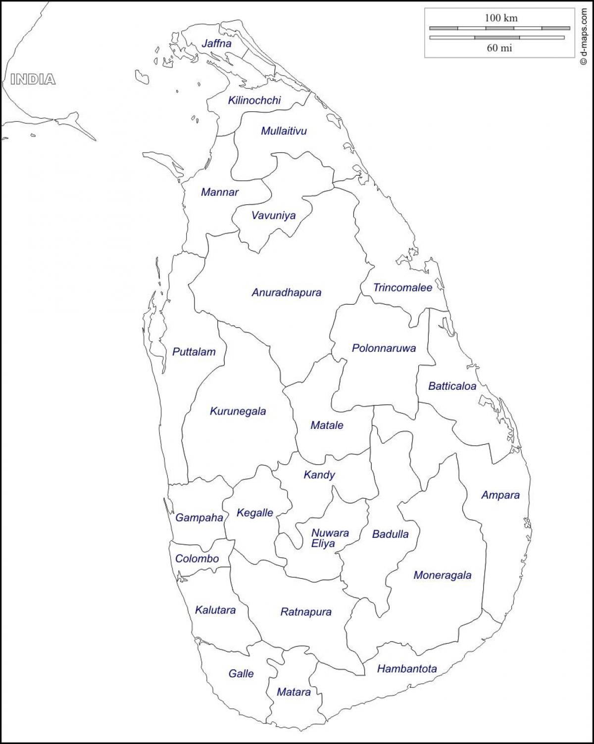 Sri Lanka mapa de dibuix