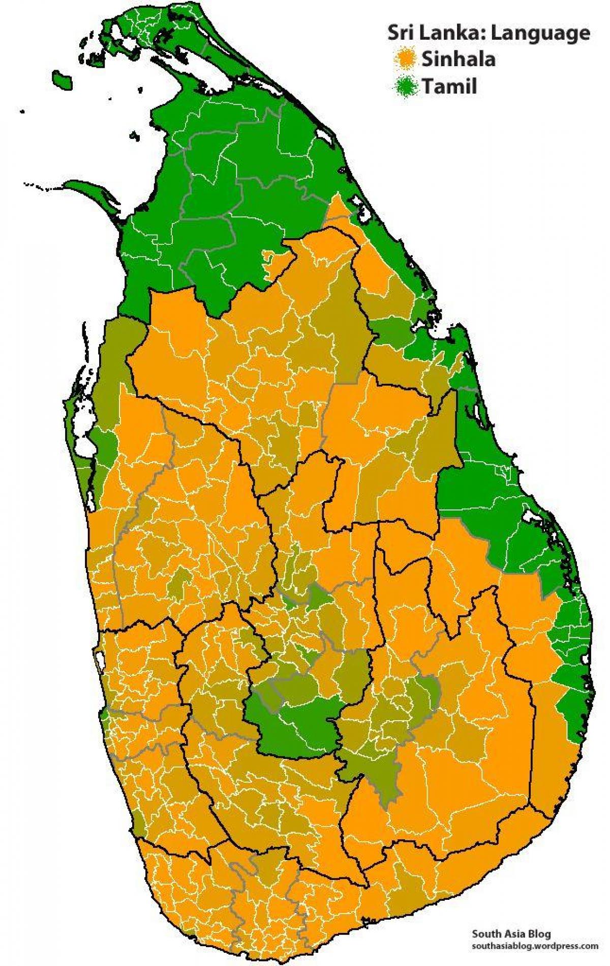 mapa de Sri Lanka llengua