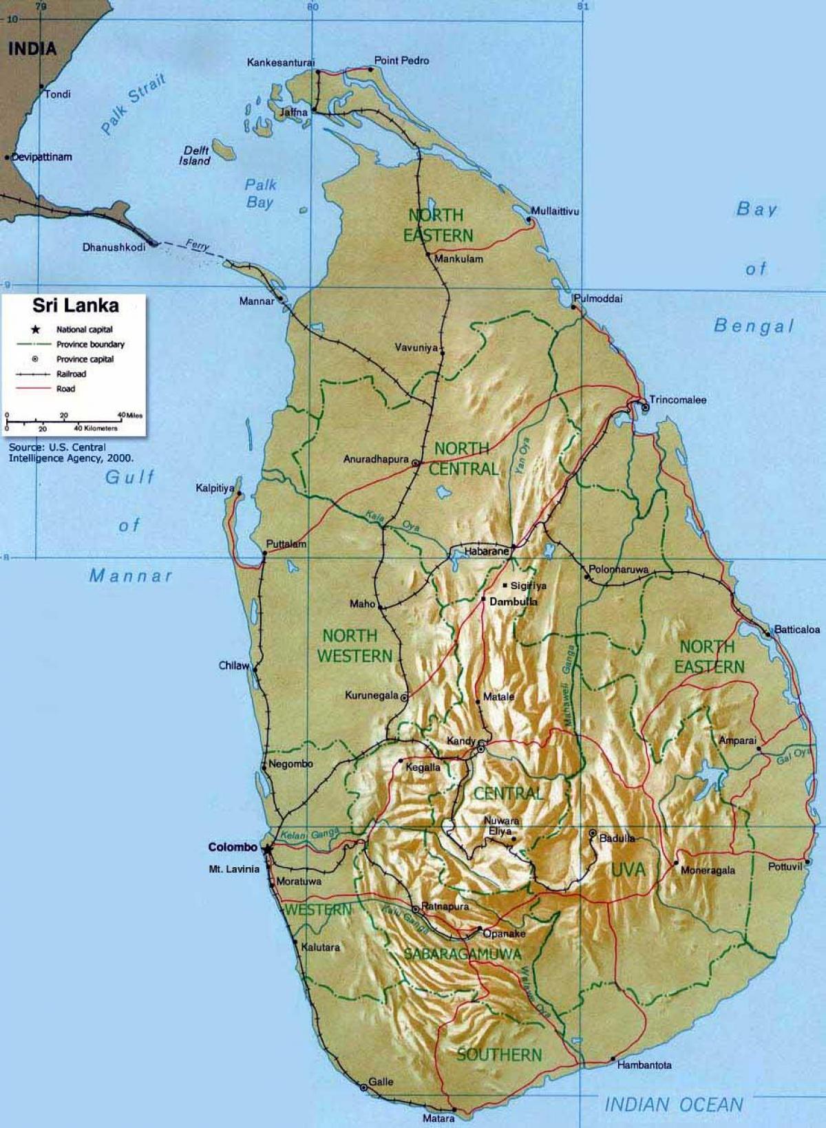 muntanyes a Sri Lanka mapa