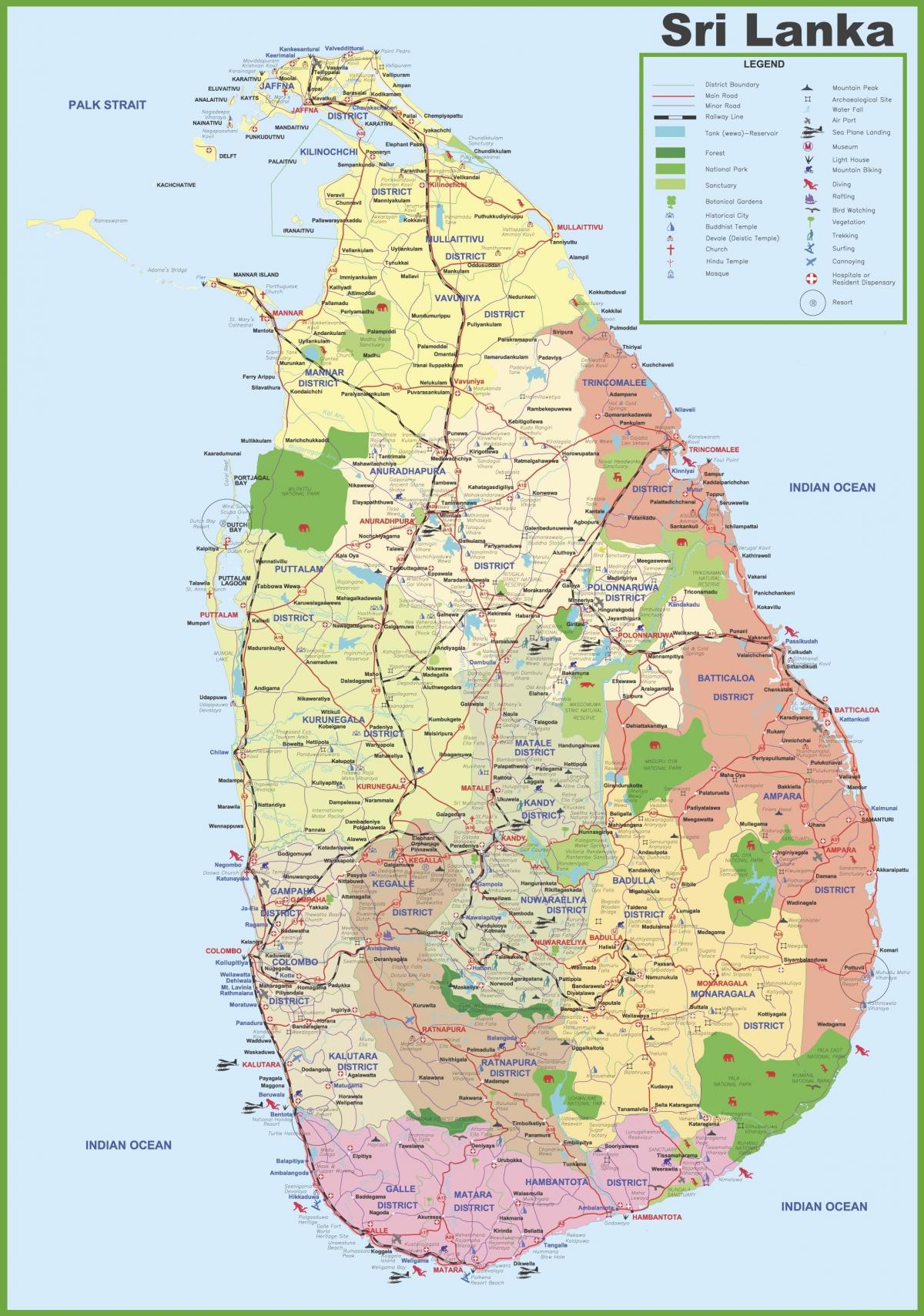 mapa de Sri Lanka poble