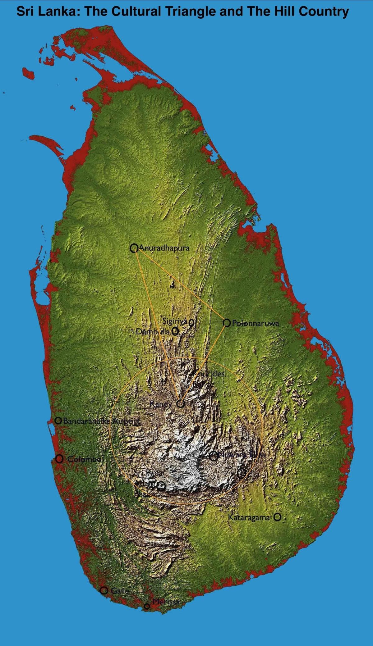 mapa del turó país Sri Lanka