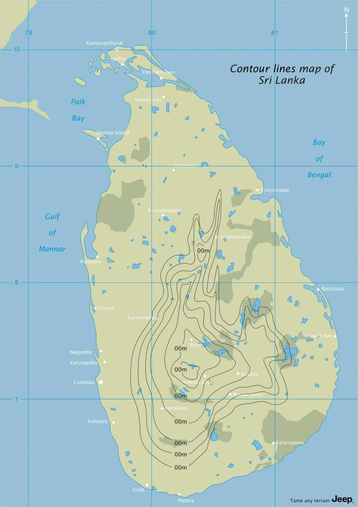 mapa de contorn mapa de Sri Lanka