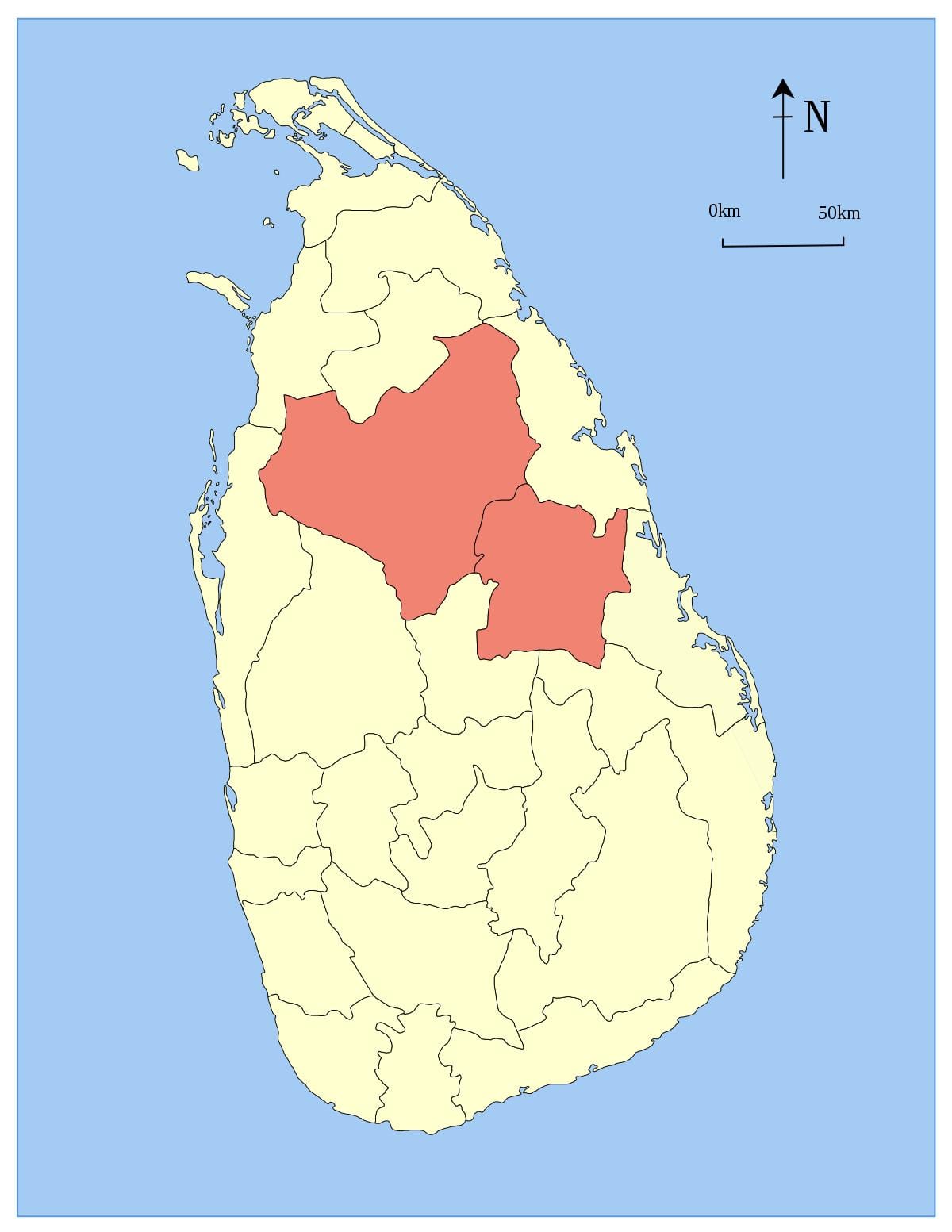 centre de la província de Sri Lanka mapa