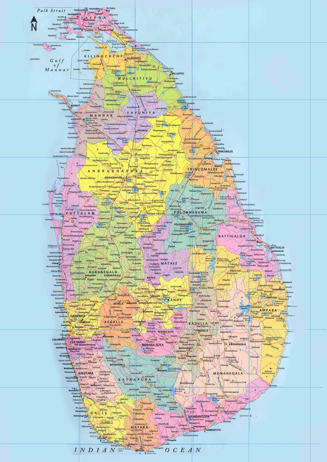 Sri Lanka quilòmetre mapa