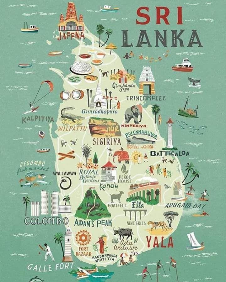 mapa de Sri Lanka mapa cartell