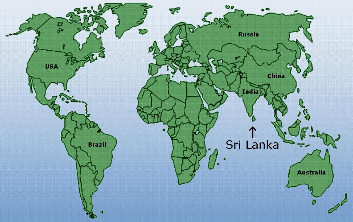 mapa del món que mostra Sri Lanka