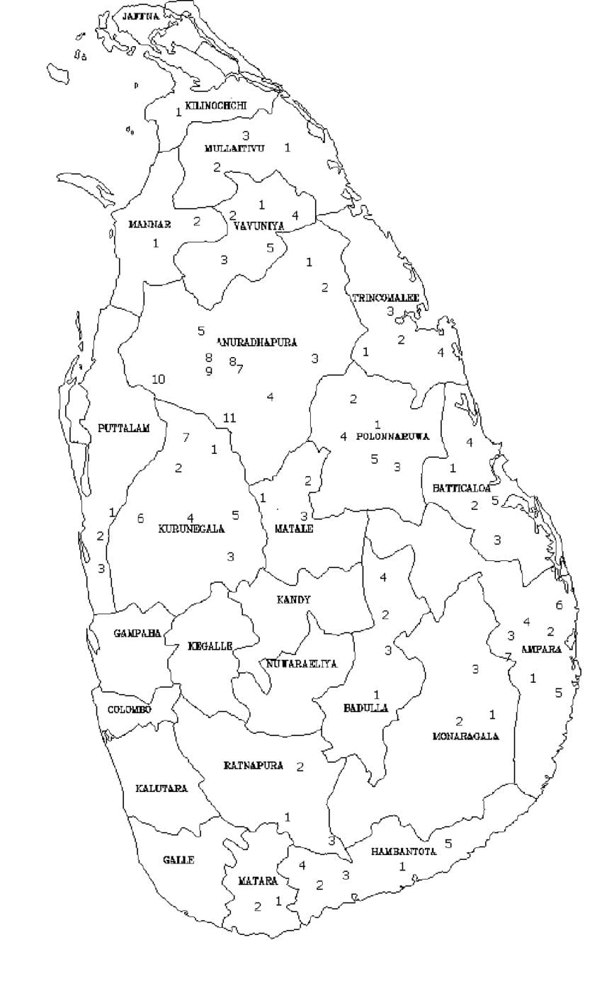 mapa de Sri Lanka mapa en blanc i negre