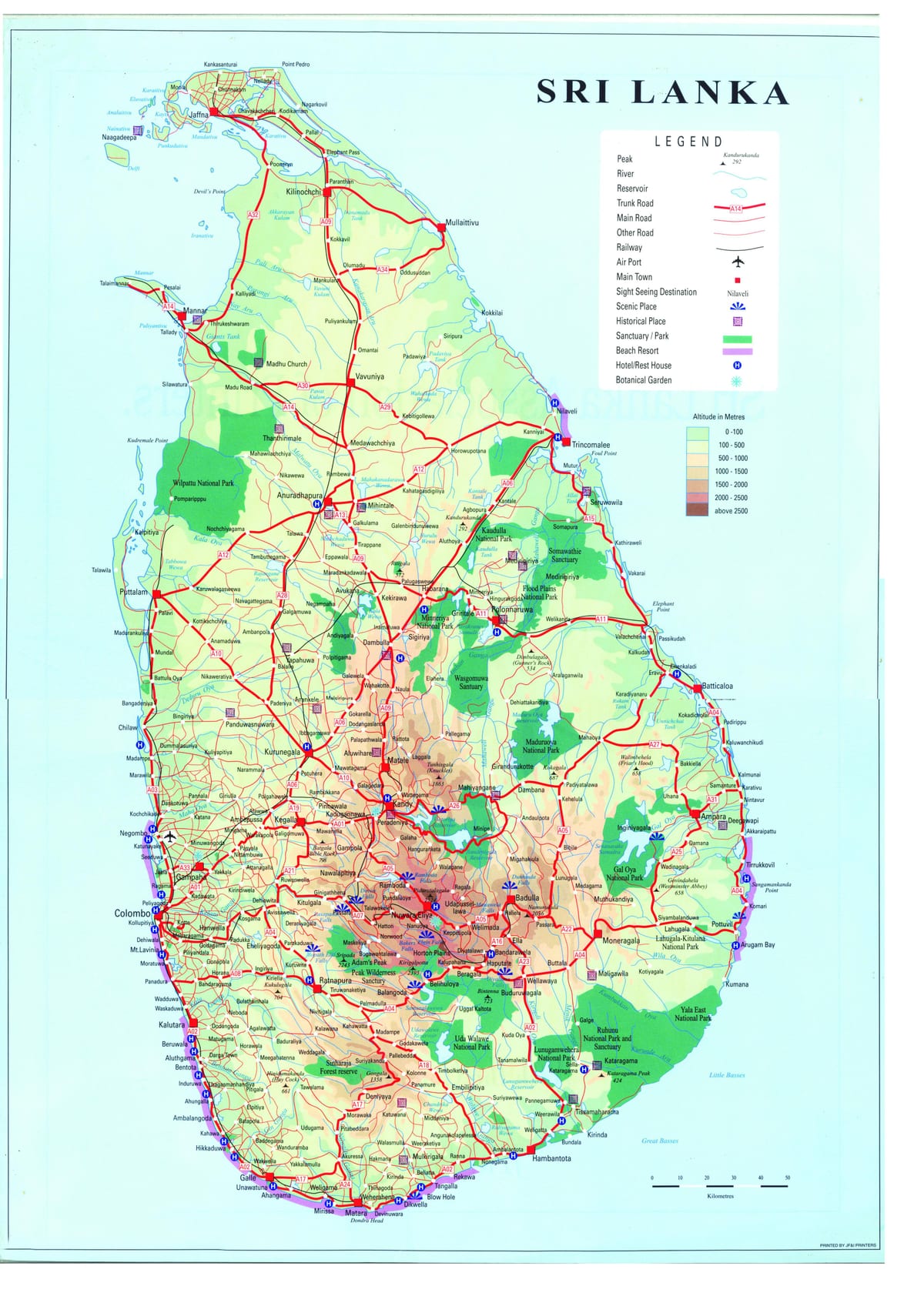 mapa de Sri Lanka transport