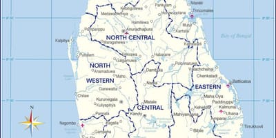 Mapa d'aeroports internacionals a Sri Lanka