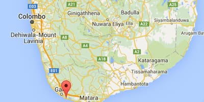 Sri Lanka sud de la costa mapa