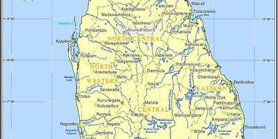 Mapa de llacs a Sri Lanka