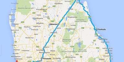 Sri Lanka millors platges mapa