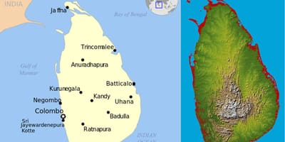 Mapa de Sri Lanka topogràfic