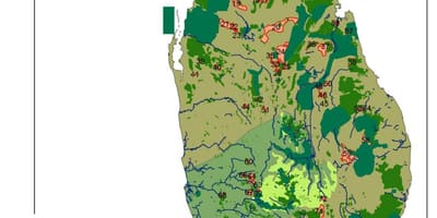 Mapa de Sri Lanka boscos