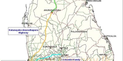 Nova carretera mapa a Sri Lanka