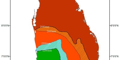 Sri Lanka clima de la zona mapa