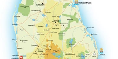Sri Lanka punts d'interès mapa