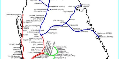 Sri Lanka xarxa ferroviària mapa