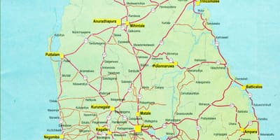 Mapa de Sri Lanka mapa amb la distància