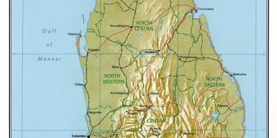 Mapa de Sri Lanka carreteres amb els quilòmetres