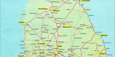 Carretera distància mapa de Sri Lanka