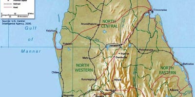 Muntanyes a Sri Lanka mapa