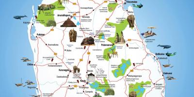 Llocs turístics a Sri Lanka mapa