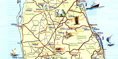 Mapa de Sri Lanka resorts de platja