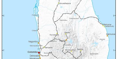 Vies de tren Sri Lanka mapa